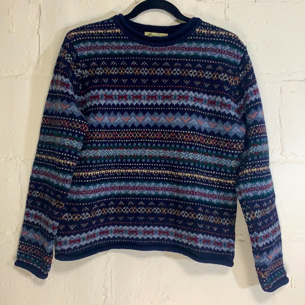 VTG Eddie Bauer Fair Isle Wool Crewneck Sweater XS